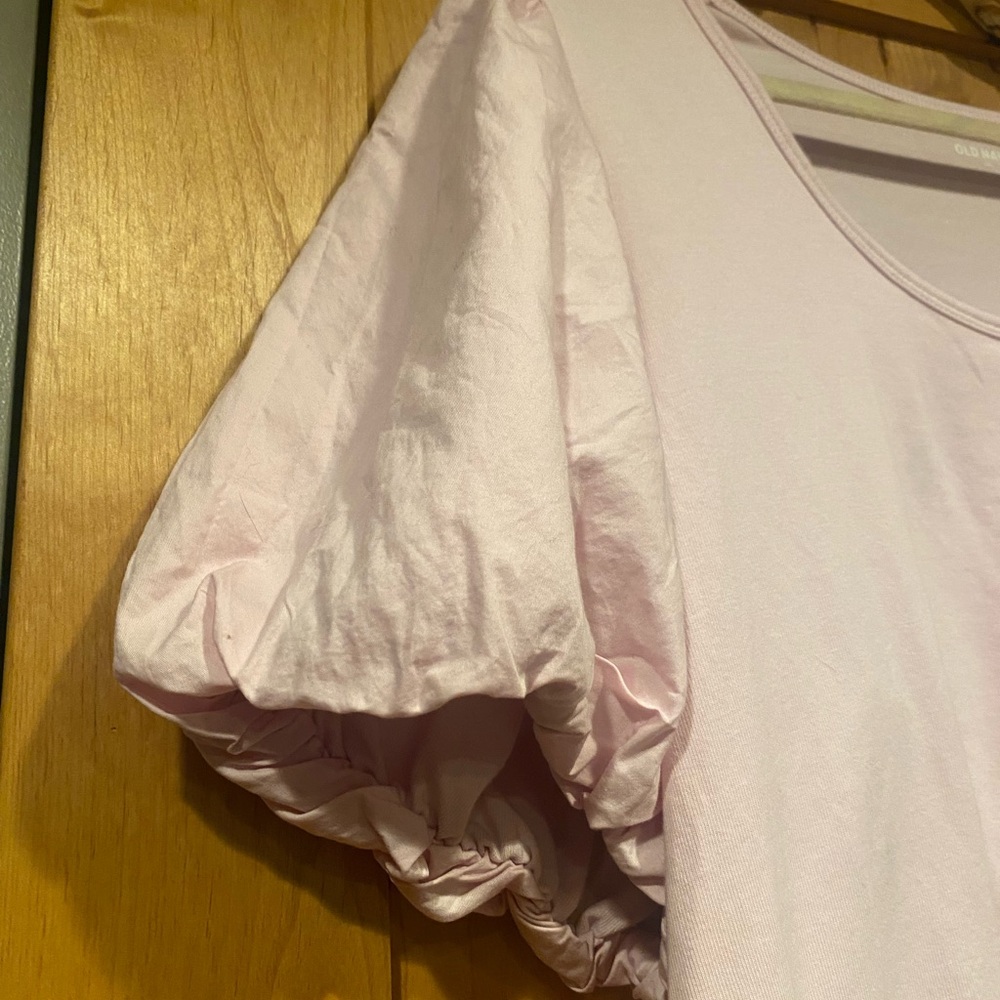 Old Navy Blush Pink Puff Sleeve Top - Picture 3 of 6